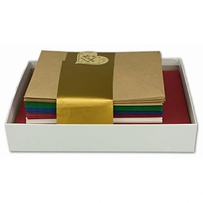 Image of 50 x Coloured Folding Cards Blank with Envelope and Inserts in DIN B6 Winter Colours
