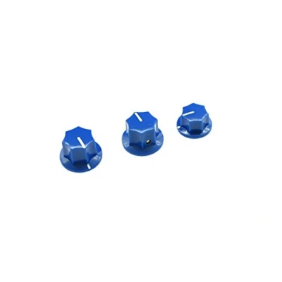 Image of KIAISH Set of 3 Blue Brass Insert USA Spec 1/4&quot; Large and Small Knobs Bass for Jazz J