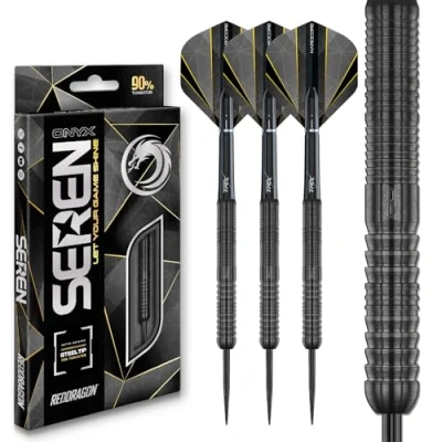 Image of RED DRAGON Darts Seren Onyx 1 22g 90% Tungsten Professional Steel tip Set with Dart Flights and Shafts (Stems)