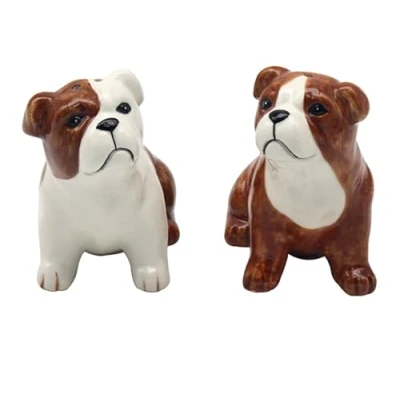 Image of Lesser &amp; Pavey Salt Pepper Set for All Types of Kitchen Ceramic Shaker British Designed Lovely Pots Suitable Home (Bulldog)