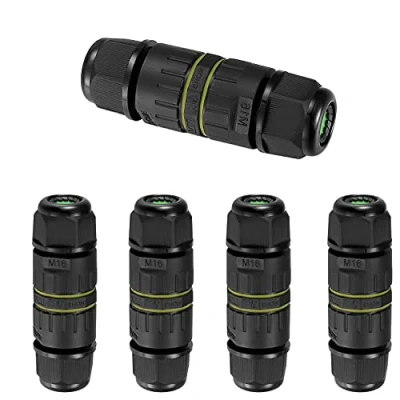 Image of 5 Pcs 3 Pole Waterproof Junction Box Outdoor Cable Connector, IP68 External Inline 2 Way Mains Electrical Weatherproof Sleeve Coupler Block Connector Ø 6mm 12mm/Black