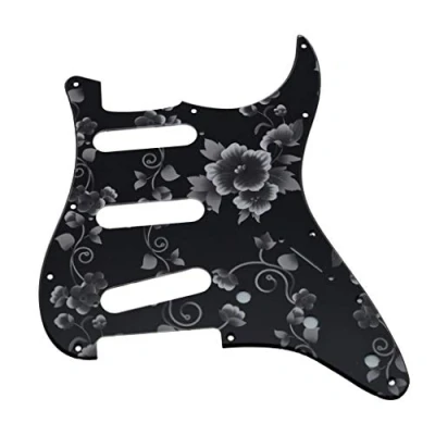 Image of Dopro 11 Hole Strat Style Guitar 3D Printed Plastic Pickguard Bridge Reversed with Screws For FD Jimi Hendrix Stratocaster Flower Pattern