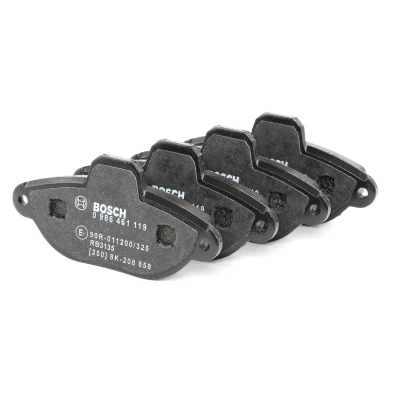 Image of 8831D1619, E190R011200325 Brake pad set BOSCH 0 986 461 119 Low Metallic with anti squeak plate, mounting manual FIAT: Panda II Hatchback