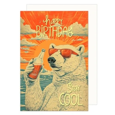 Image of Edition Seidel Premium Birthday Card with Envelope. Greeting Happy For Him or Her Friend Boyfriend Girlfriend Wife Husband Colleague Cool Polar Bear (G3550 SW024)