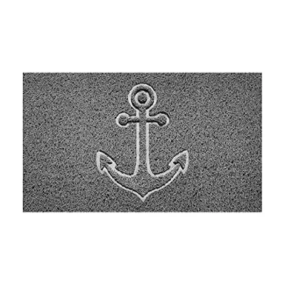 Image of Nicoman Embossed Spaghetti Door Mat Dirt Trapper Jet Washable Doormat 70x43cm (Grey, ANCHOR Shape) Use Indoor or Sheltered Outdoor