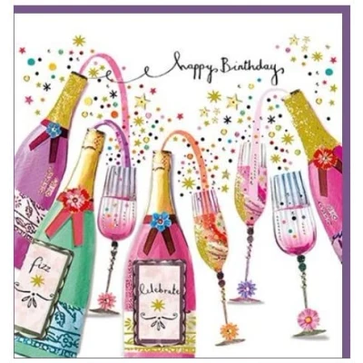 Image of Paper Rose Female Open &#039;Happy Birthday&#039; Greeting Card From The Artisan Range Embossed With A Gold Foil Finish (Fizz)