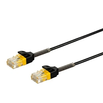 Image of Monoprice 134665 Cat6 Ethernet Patch Cable 5 Feet Black Reinforced, Snagless Rj45 Stranded 550Mhz Utp Pure Bare Copper Wire 30Awg