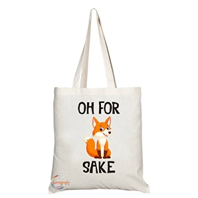 Image of Coralgraph Inc TB308 Oh For Fox Sake Novelty Present Gift Printed Eco Friendly Stylish Long Handled Tote Shoulder Bag