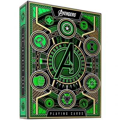 Image of theory11 Avengers Green Edition Premium Playing Cards Marvel Studios&#039; The Infinity Saga Deck