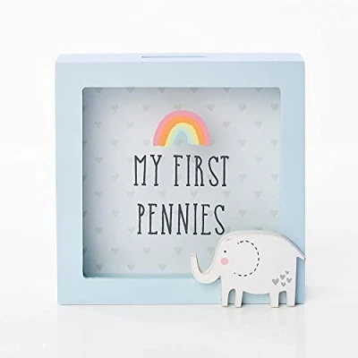 Image of Widdop &amp; Co. Petit Cheri My First Pennies Blue Elephant Money Box Bank CG1858