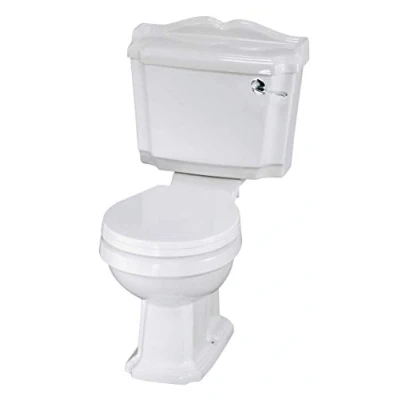 Image of Traditional Close Coupled WC Toilet with Cistern, Handle &amp; Seat 855mm x 490mm