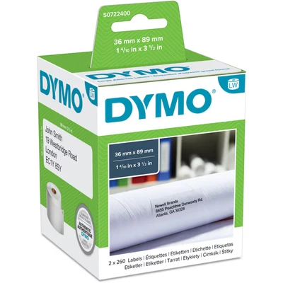 Image of Dymo S0722400 Self Adhesive Labels Black on White (Pack of 6)