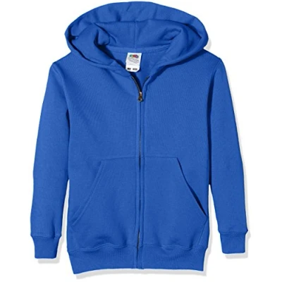 Image of Fruit of the Loom Unisex Baby Zip Front Classic Hooded Sweat, Royal, 5 6 Years UK