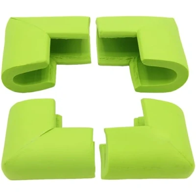 Image of ZXUEZHENG 4 Pack Foam Corner Guards Edge Protectors, Safety Bumper W Self Adhesive Tape Furniture Glass Coffee Table Guard Soft Rubber Baby Proofing, U Type,Green