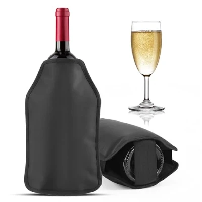 Image of Cooling Cuff Wine Waterproof Bottle Cooler 22 x 15.5 2.1 cm Champagne Beer Black Keeps the Temperature for Parties Picnic Going Out