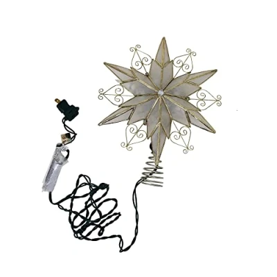 Image of Kurt Adler UL3110 10 Light 6 Point Capiz Star Treetop with Scroll Design