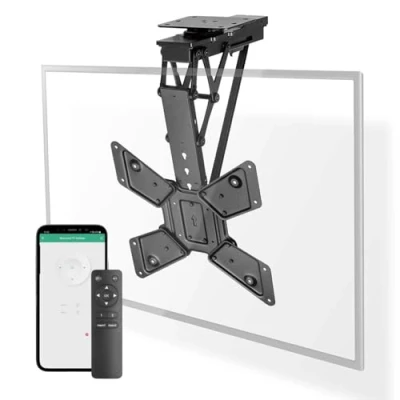 Image of NEDIS Smart Motorised Folding TV Ceiling Mount Bracket for 23 65&quot; Screen Max 30kg Adjustable Tilt and Swivel with Remote App Control