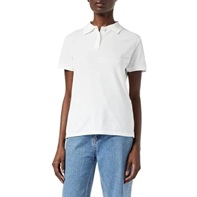 Image of FRUIT OF THE LOOM Women&#039;s 65/35 Polo Shirt, White, M UK