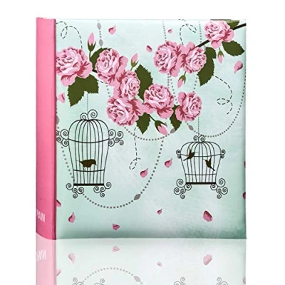 Image of Arpan Slip in Memo Photo Album for 200 Photos 4x6&quot; / 10x15cm Vintage Rose Birds Cage