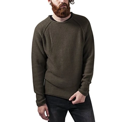 Image of Urban Classics Men&#039;s Raglan Wideneck Sweater Sweatshirt, Green (Olive 176), S