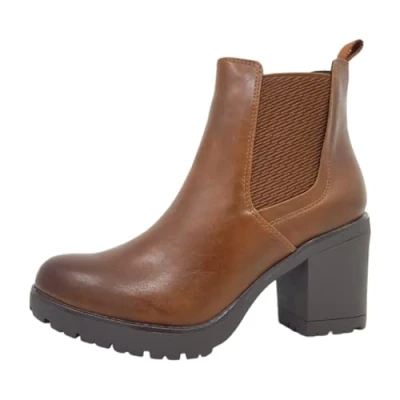 Image of MARCO TOZZI Women&#039;s 2 25780 41 Lace Boot Flat, Cognac Comb, 5