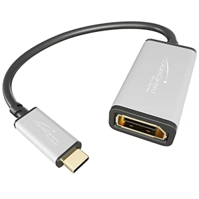 Image of KabelDirekt USB C to DisplayPort DP adapter 0,15m (supports resolutions up 4K/60Hz, 3.1 and Thunderbolt 3, suitable for MacBook Pro 2016/2017, 12&quot; other devices)