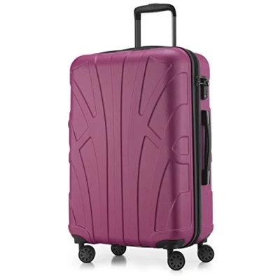 Image of Suitline Hardshell Suitcase, Travel Luggage, TSA, 66 cm, Approx. 58 liters, 100% ABS mat, Pink
