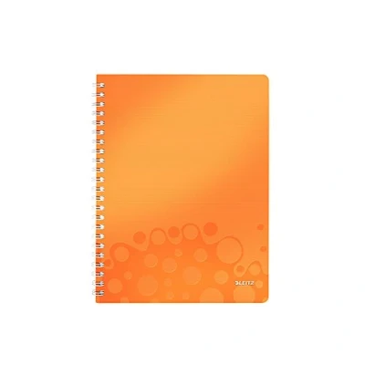 Image of Leitz A4 Flexible Cover Notebook, Orange (Wire Bound, 80 Sheets, Squared Paper, 90 gsm Ivory Wow Range), Pack of 1