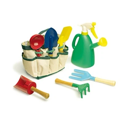 Image of small foot 1710 Play tools garden and beach set in carry bag, 6 with wooden shaft metal head incl watering can