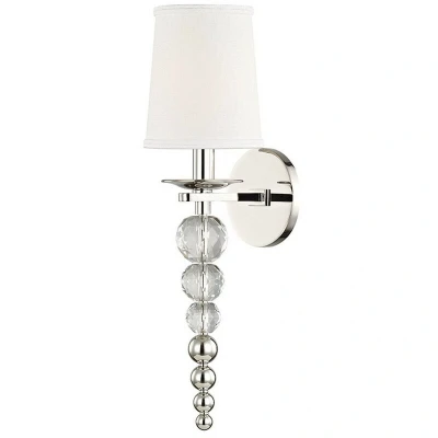Image of Persis 1 Light Wall Sconce Polished Nickel, Linen