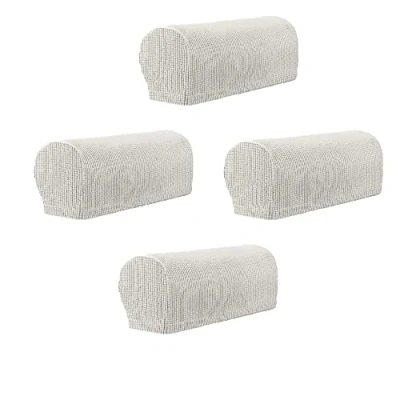 Image of VIKAUL Armrest Covers Stretch Armchair Slipcovers Set of 4 Arm Caps Anti Slip Rest Sofa Chair Furniture Protector for Chair, Recliner, Sofa,Ivory White