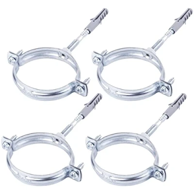 Image of SKIR&#039;CO (Pack of 4 pcs) Pipe Brackets for Ø 60 64 mm Pipes, Clamps, Supports Wall and Ceiling Mounting (4