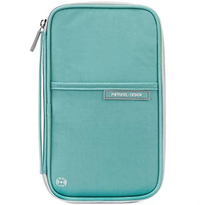 Image of VanFn Family Passport Holder Travel Wallet RFID Blocking Document Organiser Waterproof Holiday Cover Men Women for ID Card, Credit Cards, Flight Tickets, Money, Coins (Green)