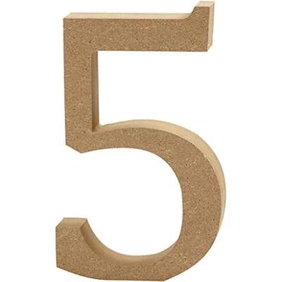 Image of Creativ&quot;5&quot; MDF Number, Brown, 13 x 2 cm