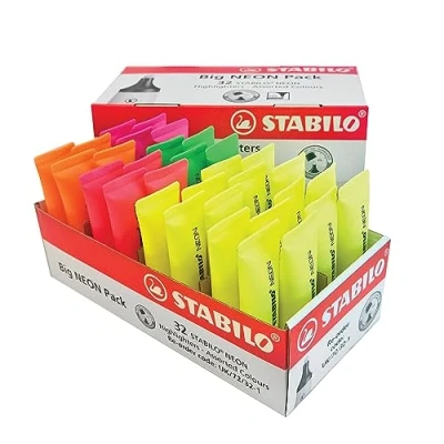 Image of Highlighter STABILO NEON Pack of 32 5 x Assorted Colours