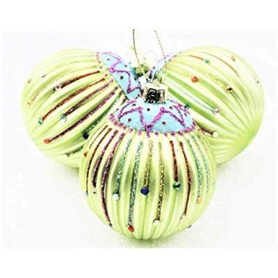 Image of Gisela Graham Luxury Multicoloured Quirky Glass Bauble Christmas Tree Decorations Set of 3