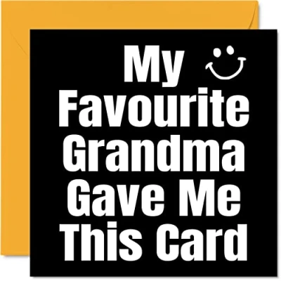 Image of Funny Birthday Cards for Grandson Granddaughter My Favourite Grandma Joke Happy Card from Grandma, Banter Gifts, 145mm x Humour Greeting