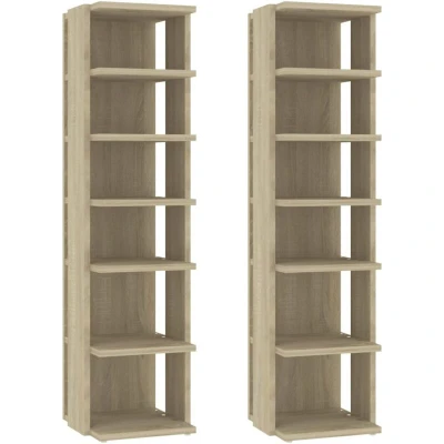 Image of vidaXL Shoe Cabinets 2 pcs Sonoma Oak 27.5x27x102 cm