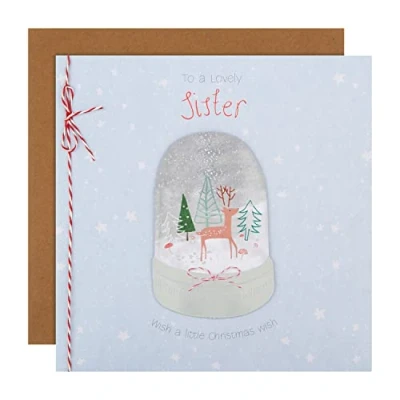 Image of Hallmark Christmas Card for Sister Contemporary Snow globe with Deer Illustration Design