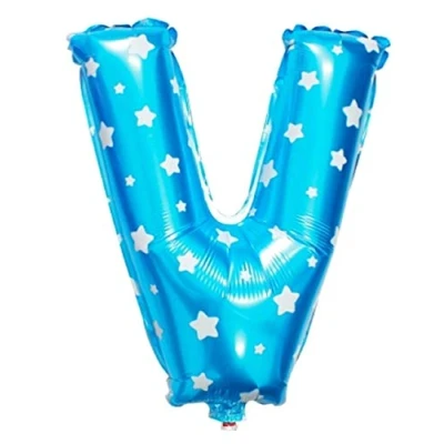 Image of 16&quot; Blue Letter V Foil Balloons Air Filled Self Inflating Birthday Anniversary Wedding Party Banner Decorations