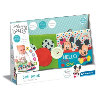 Image of Clementoni Disney Baby Book and Cot Panel: Toddler Plush Early Years Toy, Newborn Soft Toys Gift, Interactive Multicolour Accessory, Stimulating Infant Playtime (0+ Months)