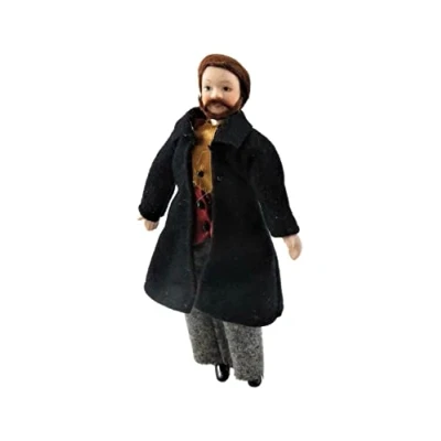 Image of Melody Jane Dolls House Victorian Gentleman in Frock Coat Porcelain Man 1:12 People