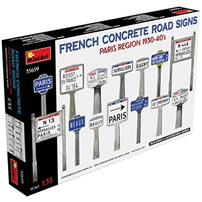 Image of MiniArt MIN35659 1:35 Concrete Signs France 1930 40&#039;s Paris Scale Model kit, Molded Color