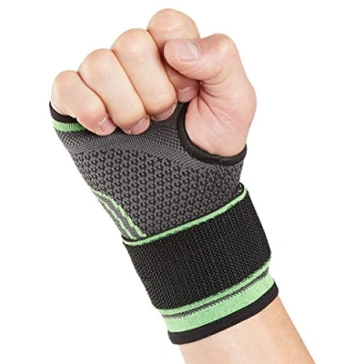 Image of Actesso Sports Wrist Hand Support Strap Ideal for Sprains and Injury (Green, XL (19 21 cm))