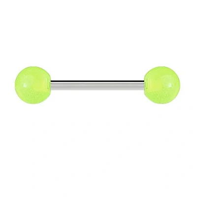 Image of the Goldmine 6mm Acrylic Glow in Dark Balls 316L Surgical Stainless Steel Barbell 14GA(1.6mm) 5/8&quot;(16mm) Bar