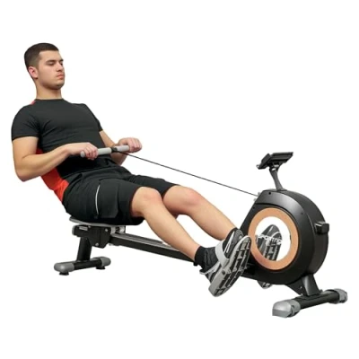 Image of SPORTNOW Rowing Machine, 16 Level Magnetic Rower Machine with LCD Monitor and Phone Holder, Vertical Storage, for Home Gym Cardio Training, 150kg Weight Capacity, Black