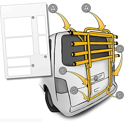 Image of paint protection pads suitable for bike carriers Model see description self adhesive, transparent film protective (7 part) bicycle rear carrier and tailgate carrier.
