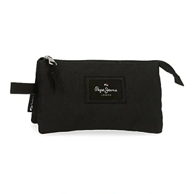 Image of Pepe Jeans Aris trifold pencil case, 22x12x5 cms, black , case