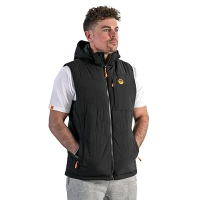 Image of Korda Guru Hybrid Gilet Black XL, Match Fishing Gilet, Lightweight, Unrestricted Movement, Hollow Fibre Warmth, Fleece Lined Detachable Hood, High Zip Neck, Zipped Handwarmer Pockets, Code GCL349