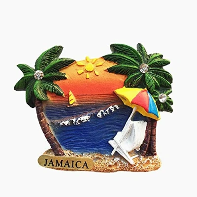 Image of Jamaica Caribbean Sea 3D Fridge Magnet Travel Souvenir Gift Home Kitchen Decoration Magnetic Sticker, Refrigerator Collection